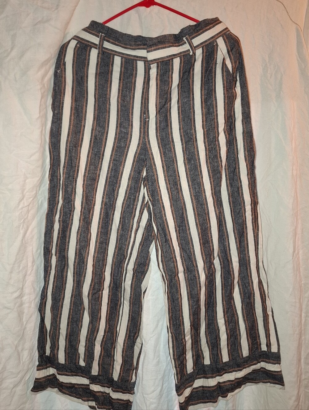Banana Republic Blake Crop Blue Cream Striped Linen Blend Pants Size 8